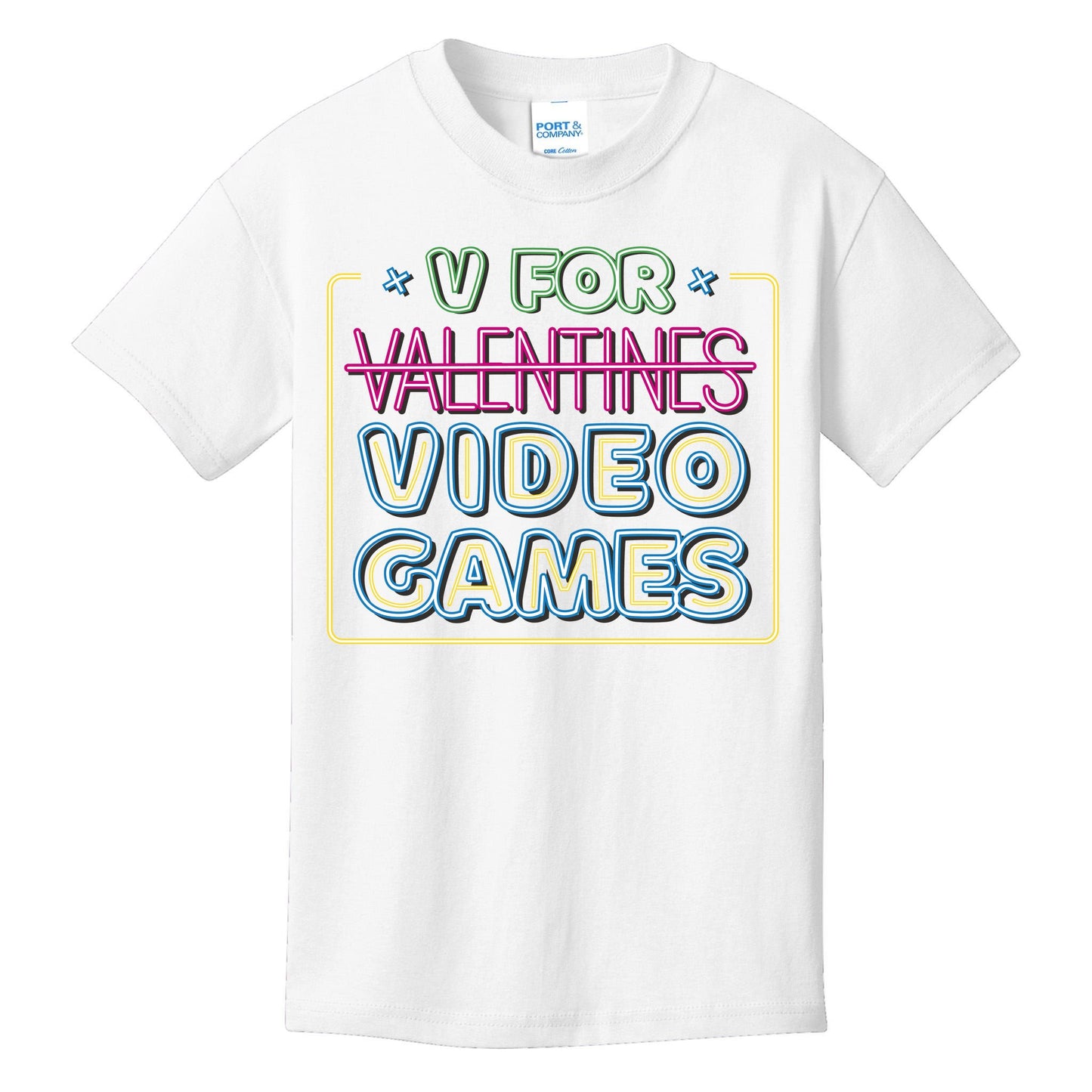 V For Video Games Valentines Day Kids T-Shirt