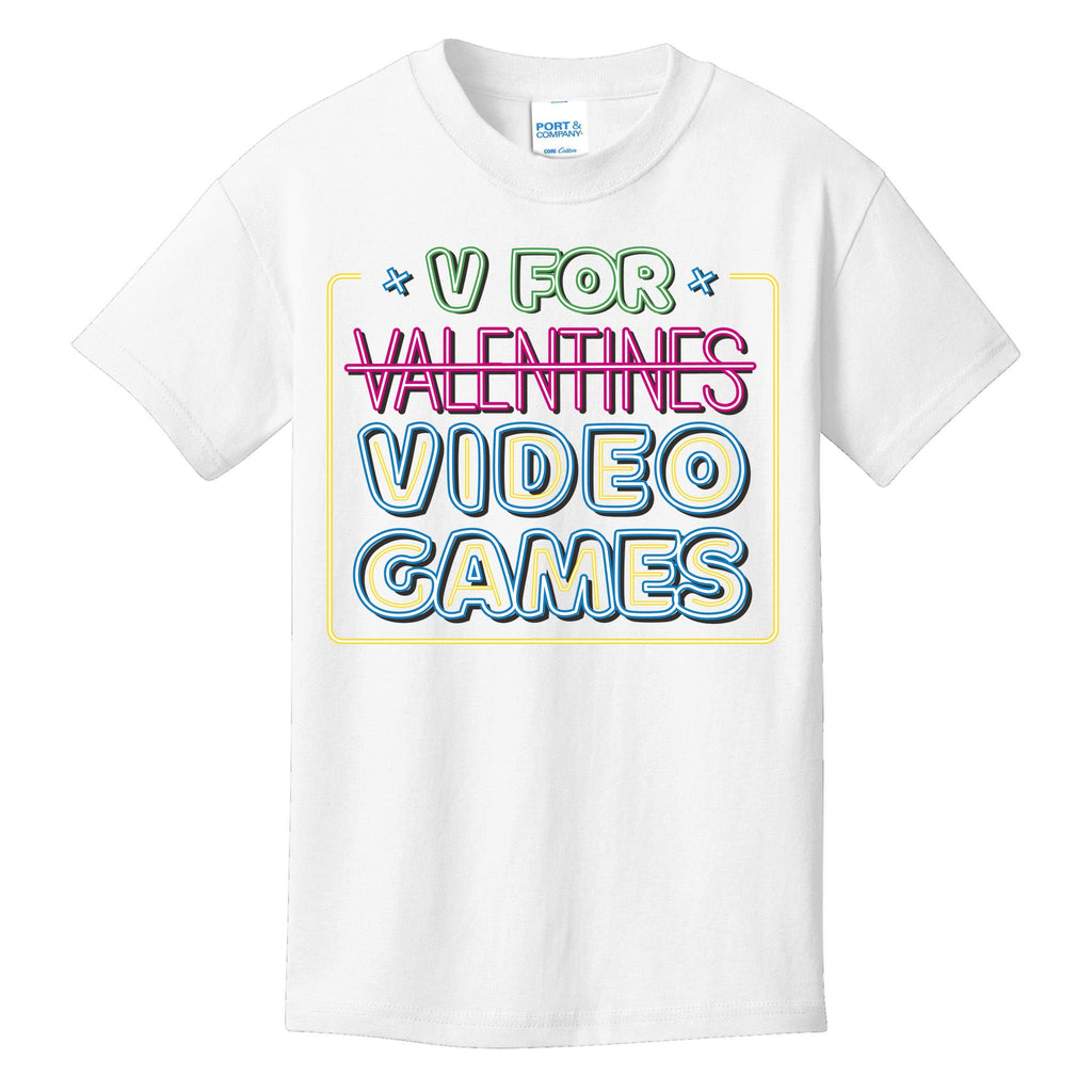 V For Video Games Valentines Day Kids T-Shirt