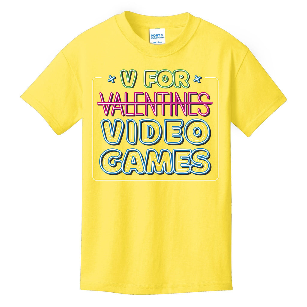 V For Video Games Valentines Day Kids T-Shirt