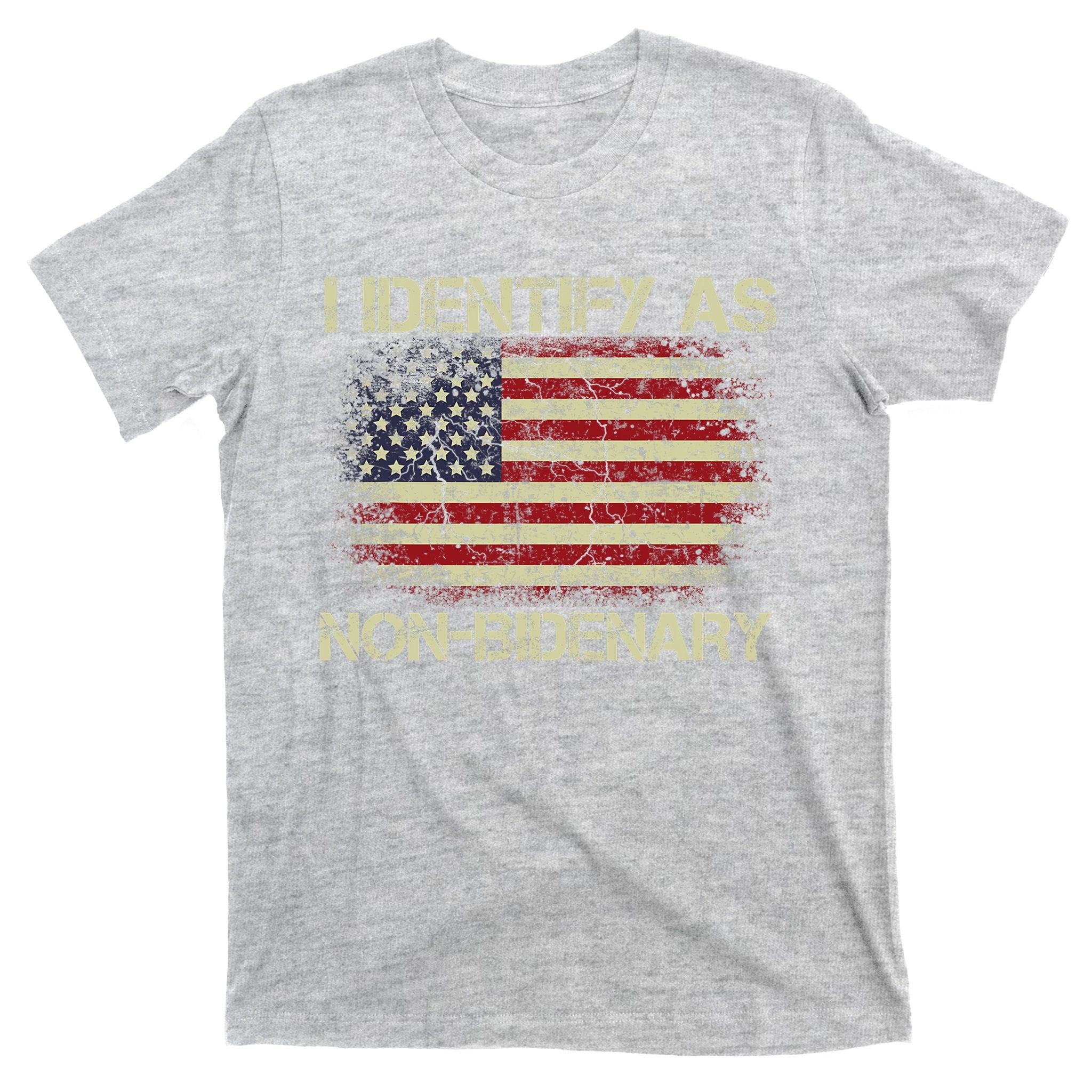 Vintage Grunge American Flag I Identify As Non Bidenary T-Shirt