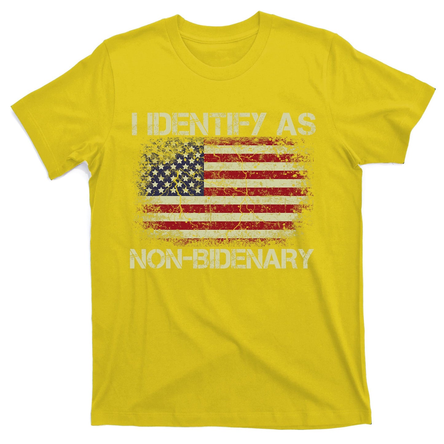 Vintage Grunge American Flag I Identify As Non Bidenary T-Shirt