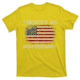Vintage Grunge American Flag I Identify As Non Bidenary T-Shirt