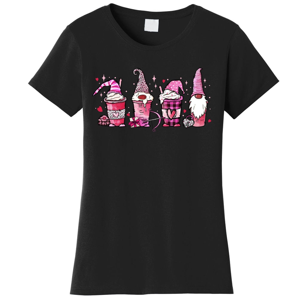 Valentine Gnomes Drink Coffee Latte Valentine Women's T-Shirt
