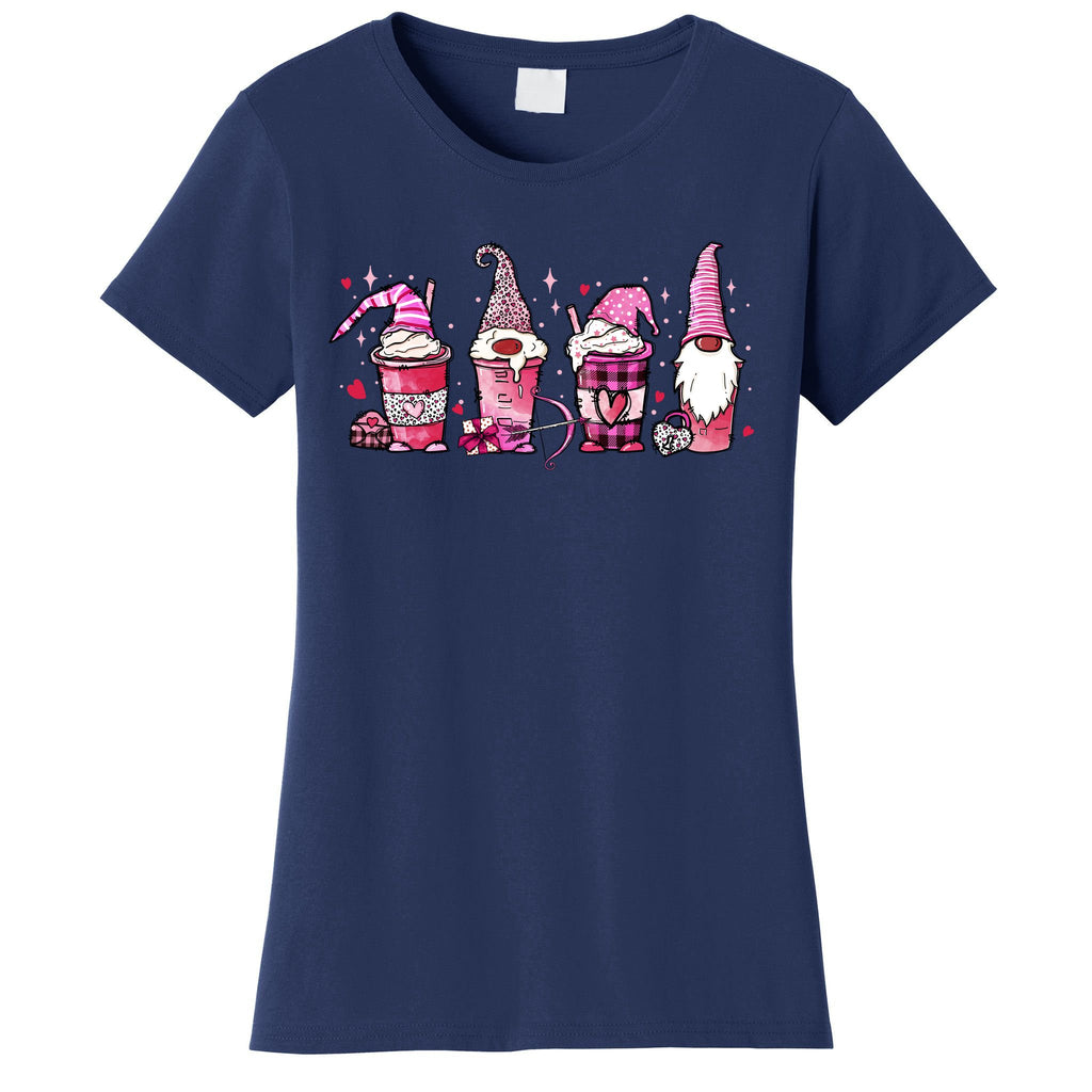 Valentine Gnomes Drink Coffee Latte Valentine Women's T-Shirt