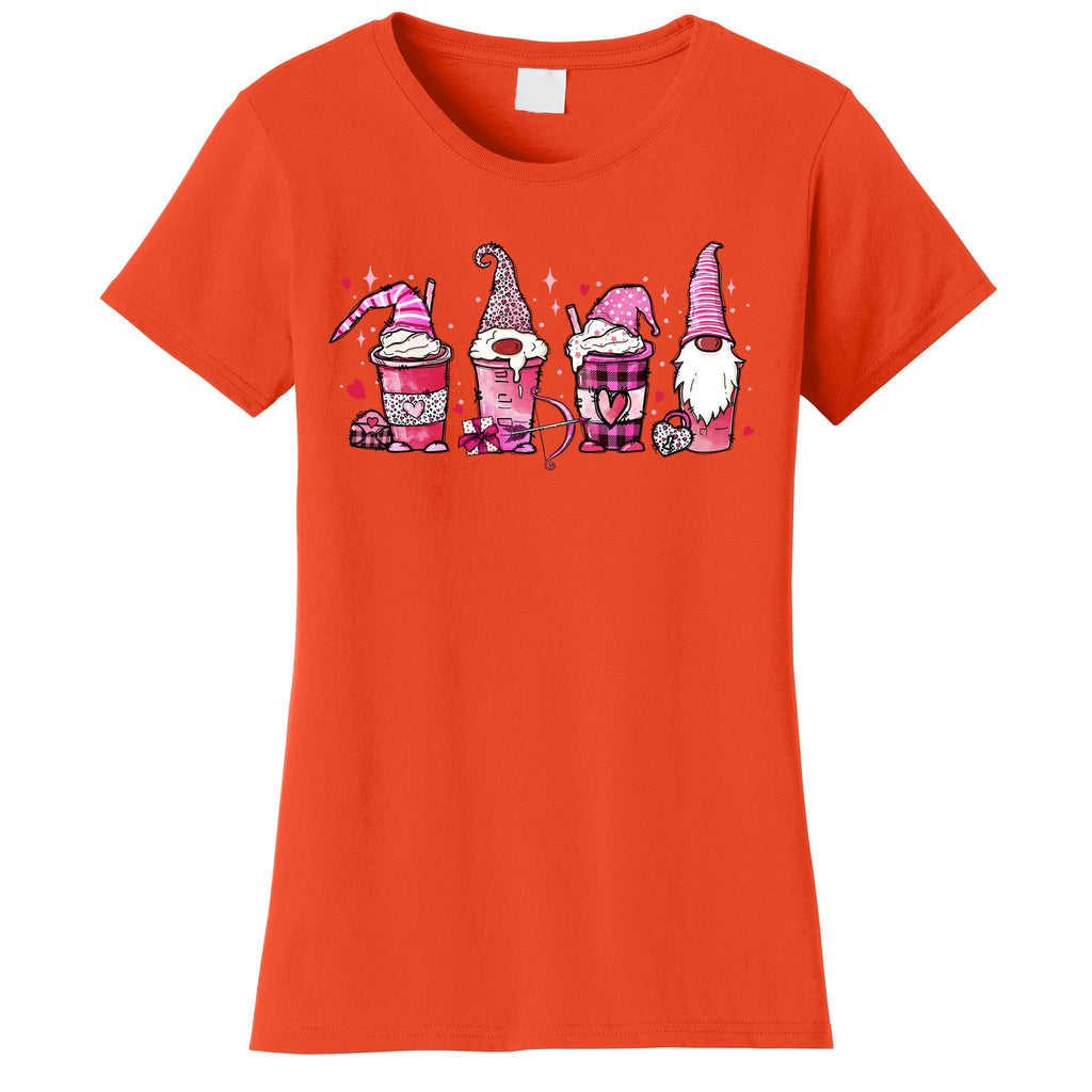Valentine Gnomes Drink Coffee Latte Valentine Women's T-Shirt