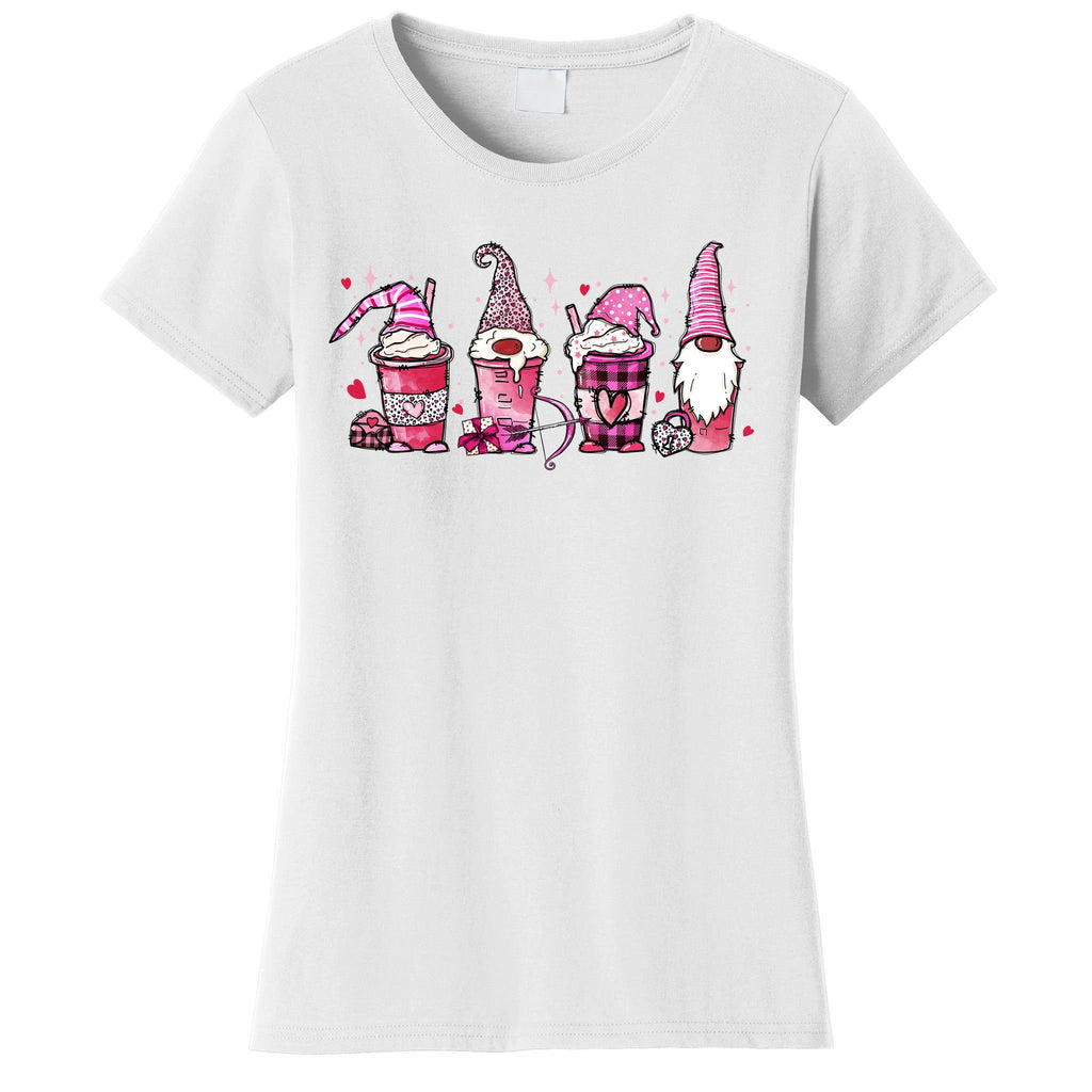Valentine Gnomes Drink Coffee Latte Valentine Women's T-Shirt