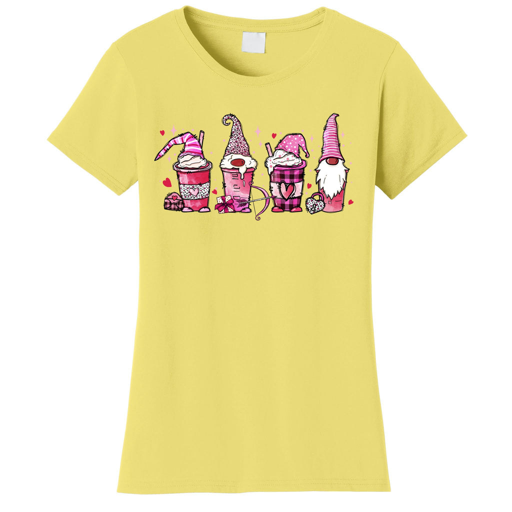 Valentine Gnomes Drink Coffee Latte Valentine Women's T-Shirt
