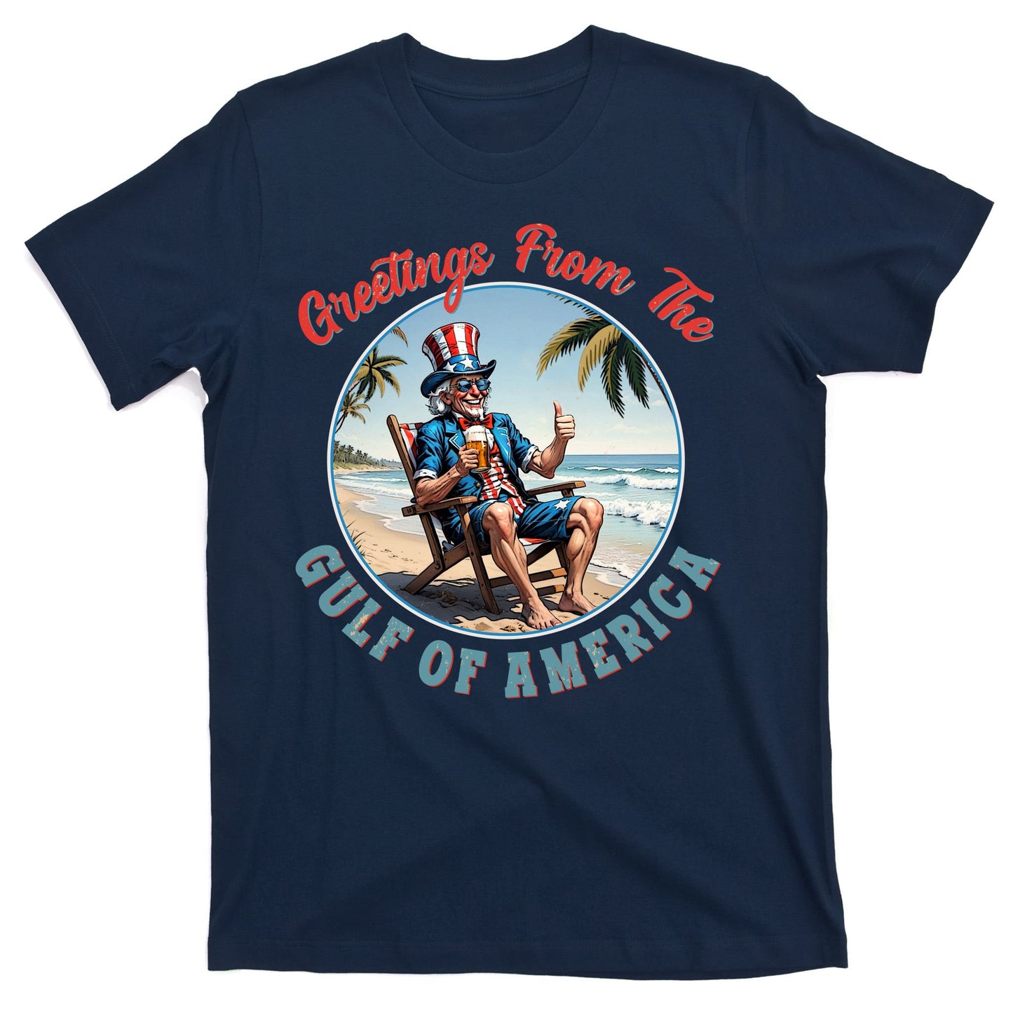 Vintage Greetings From The Gulf Of America Uncle Sam T-Shirt