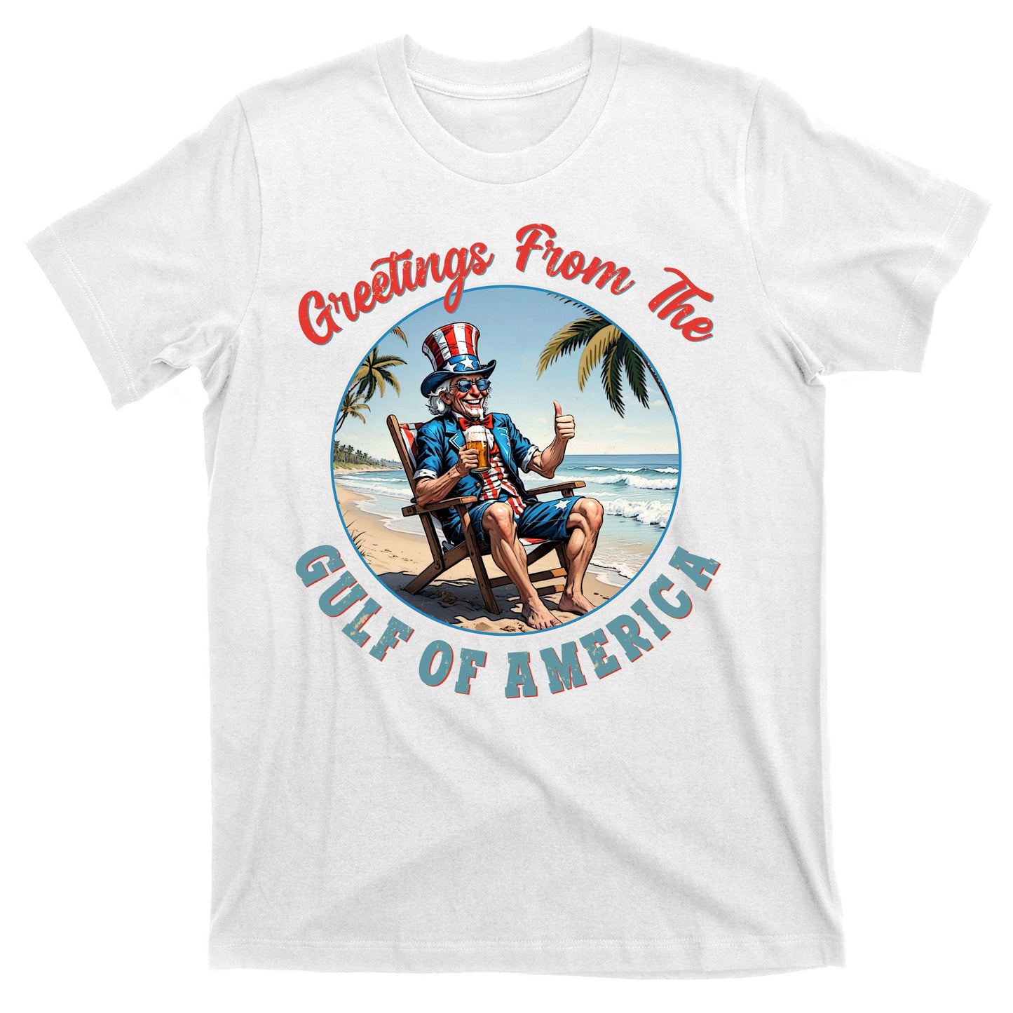 Vintage Greetings From The Gulf Of America Uncle Sam T-Shirt