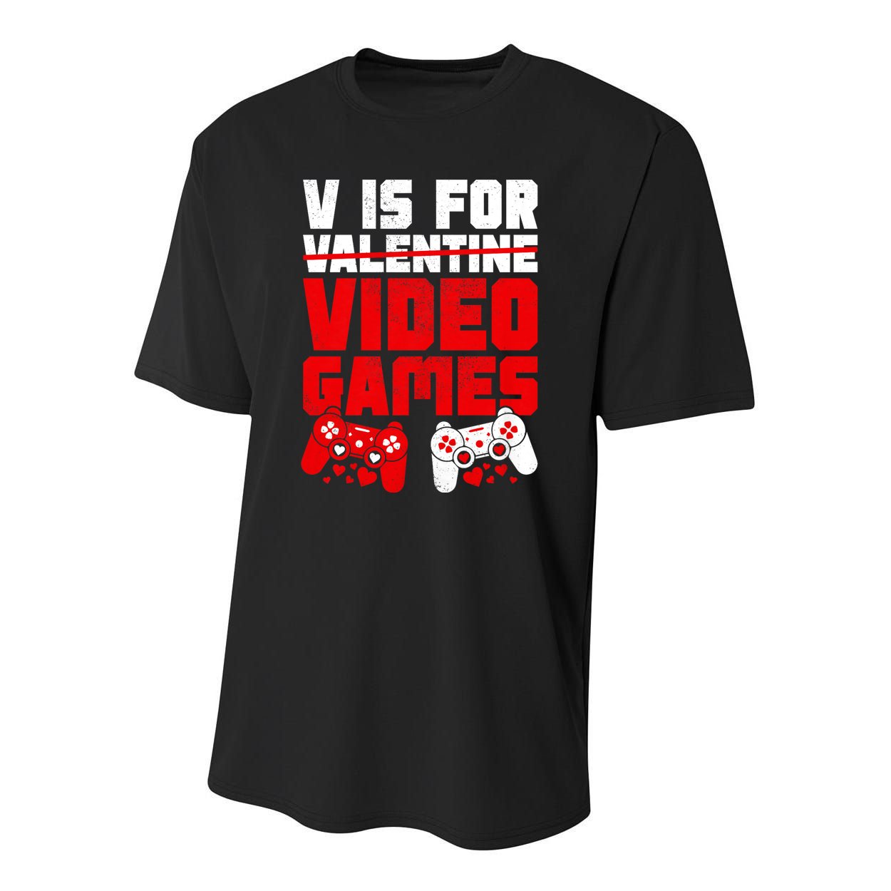 V Is For Video Games Valentines Day For Gamer Youth Performance Sprint T-Shirt