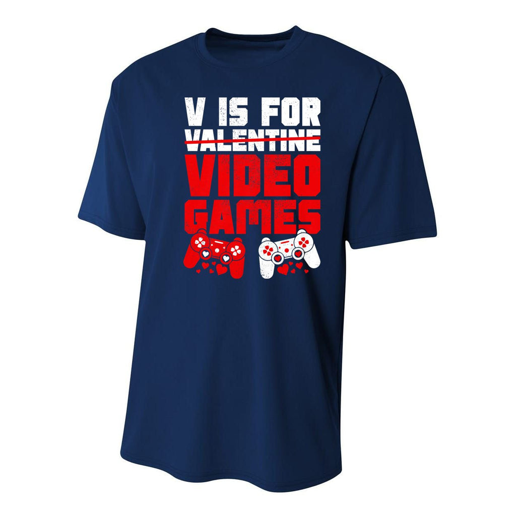 V Is For Video Games Valentines Day For Gamer Youth Performance Sprint T-Shirt