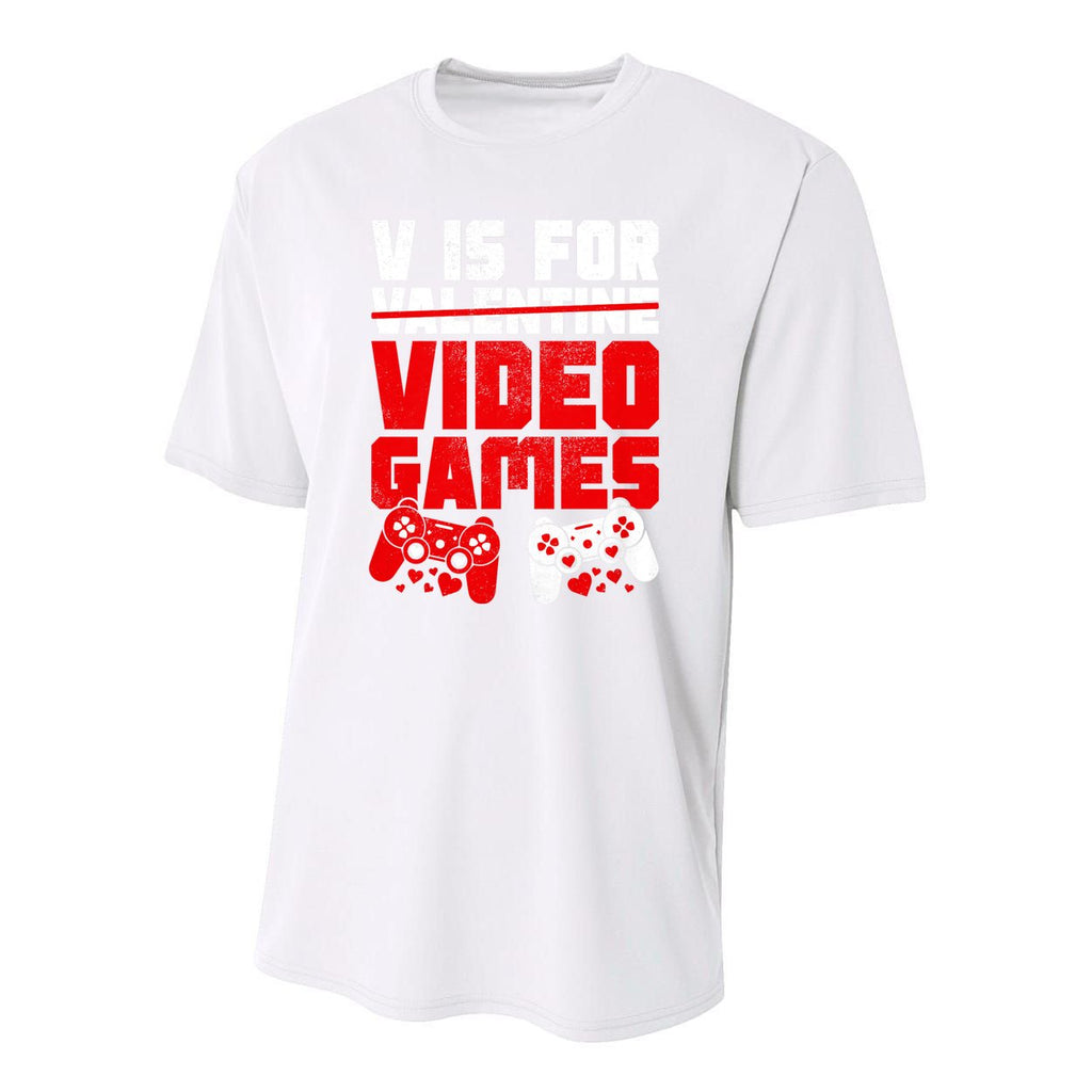V Is For Video Games Valentines Day For Gamer Youth Performance Sprint T-Shirt