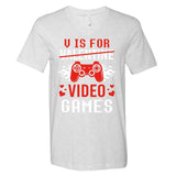 V Is For Video Games Lovers Funny Valentines Day V-Neck T-Shirt