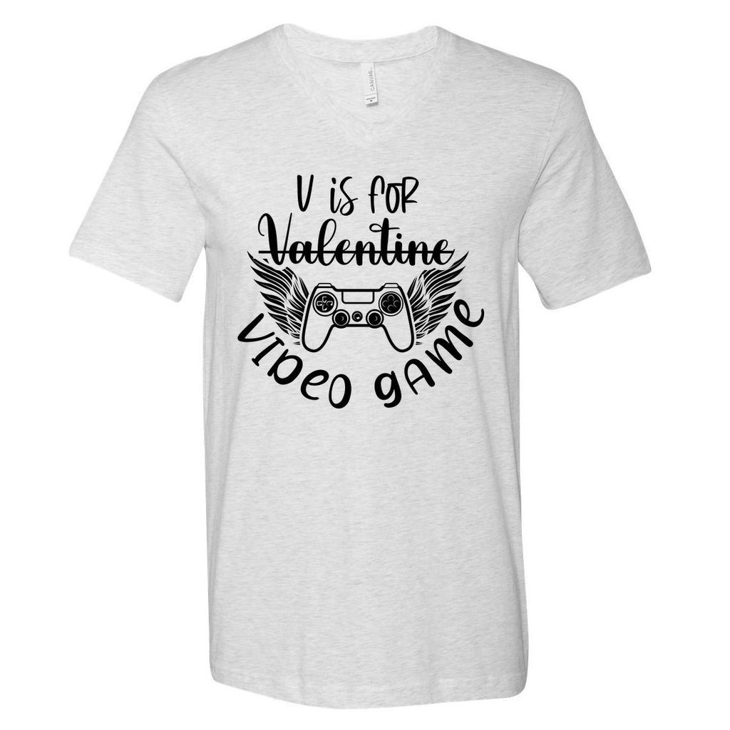 V Is For VALENTINE VIDEO GAME V-Neck T-Shirt