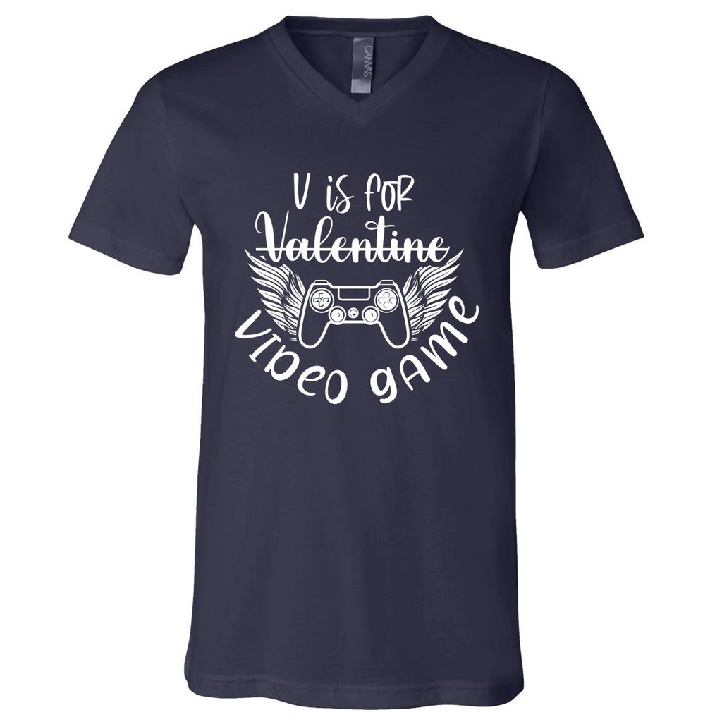 V Is For VALENTINE VIDEO GAME V-Neck T-Shirt