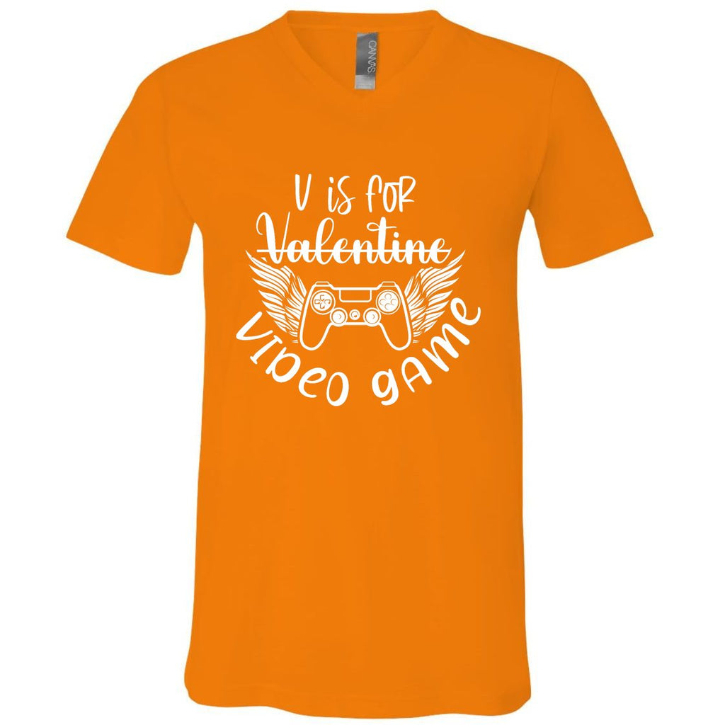 V Is For VALENTINE VIDEO GAME V-Neck T-Shirt