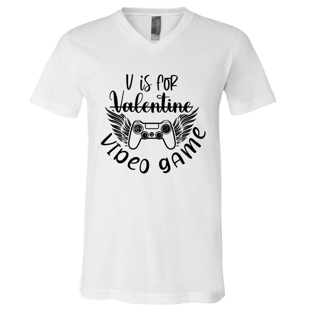 V Is For VALENTINE VIDEO GAME V-Neck T-Shirt
