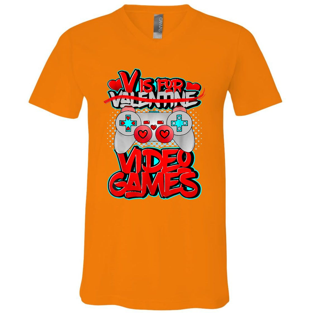 V Is For Video Games Valentines Day Funny Valentine Outfit V-Neck T-Shirt