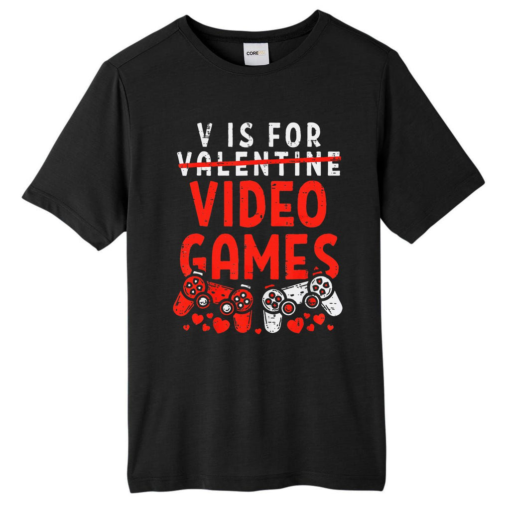 V Is For Video Games Valentine Gamer Valentines Day Tall Fusion ChromaSoft Performance T-Shirt