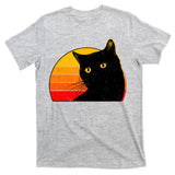 Vintage 80's Style Black Cat Retro Sun T-Shirt