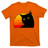 Vintage 80's Style Black Cat Retro Sun T-Shirt