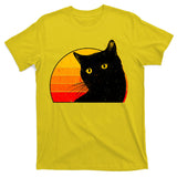 Vintage 80's Style Black Cat Retro Sun T-Shirt