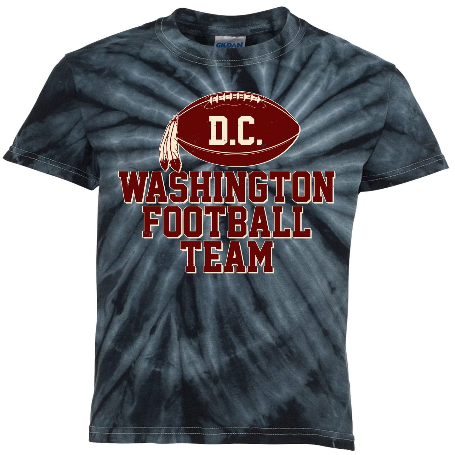 Vintage Distressed Washington DC Football Team Kids Tie-Dye T-Shirt