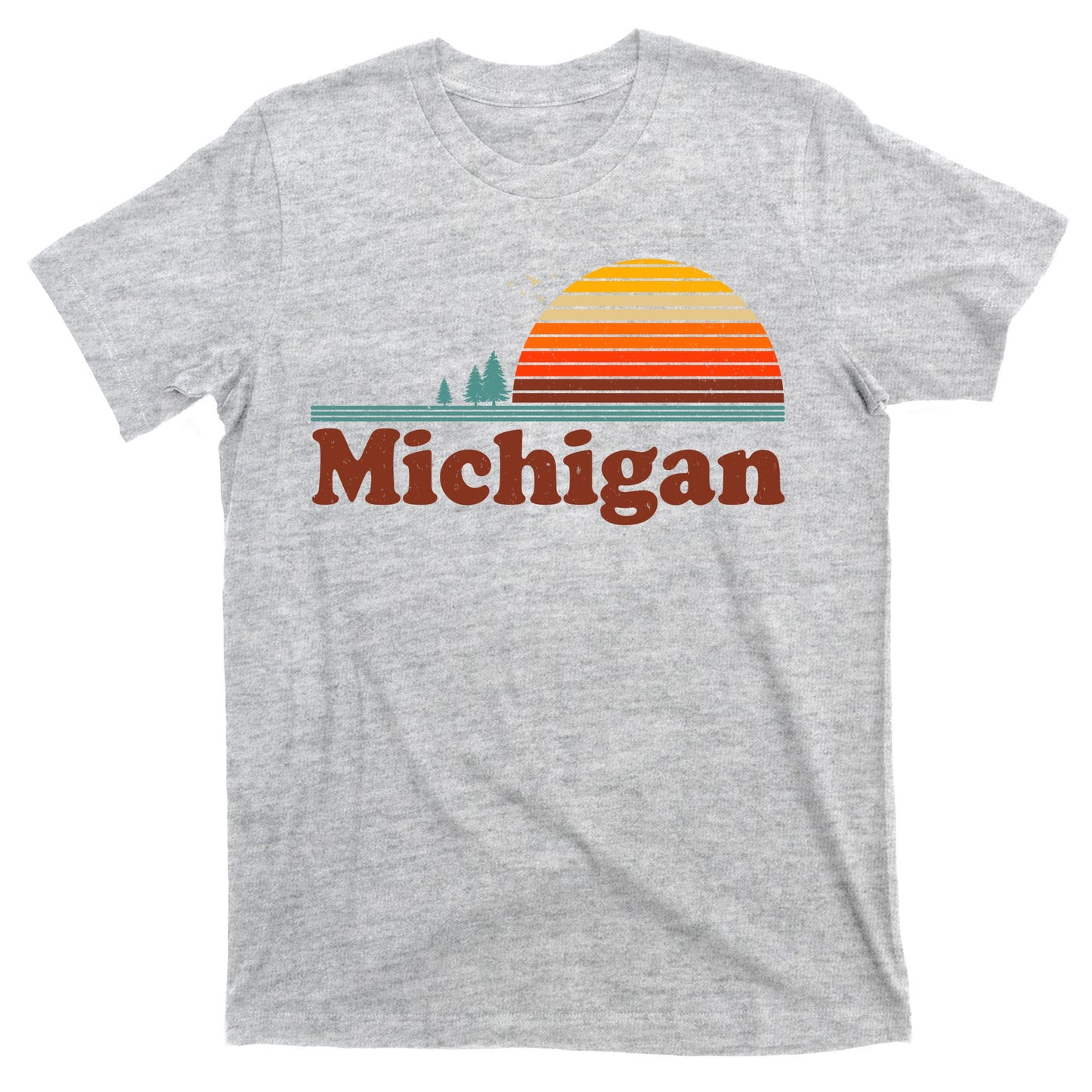 Vintage Retro Michigan Sunset Logo T-Shirt