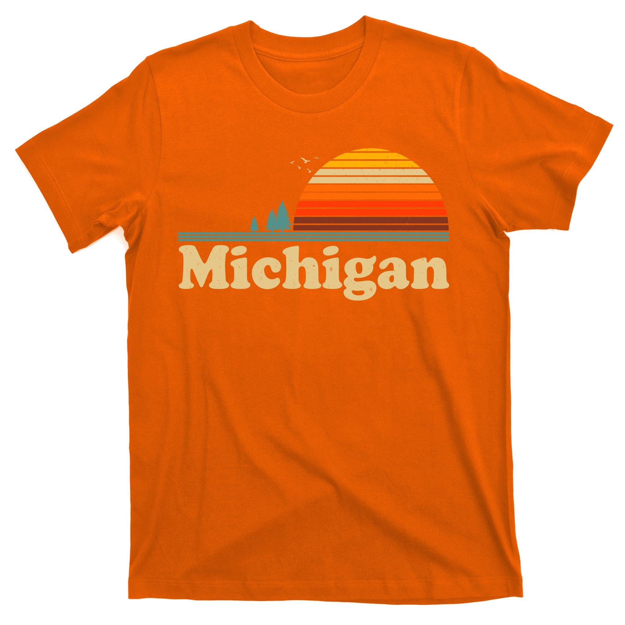 Vintage Retro Michigan Sunset Logo T-Shirt