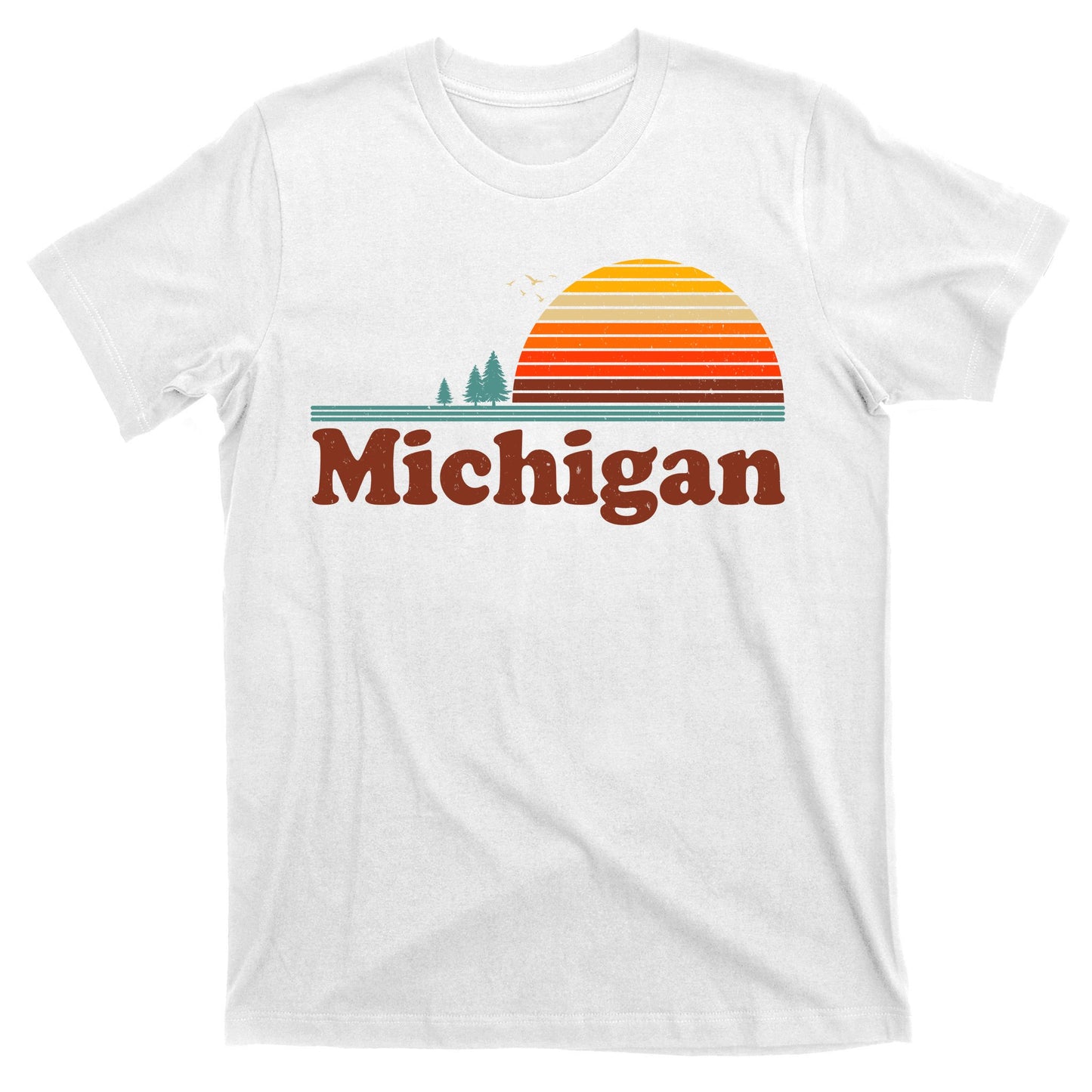 Vintage Retro Michigan Sunset Logo T-Shirt