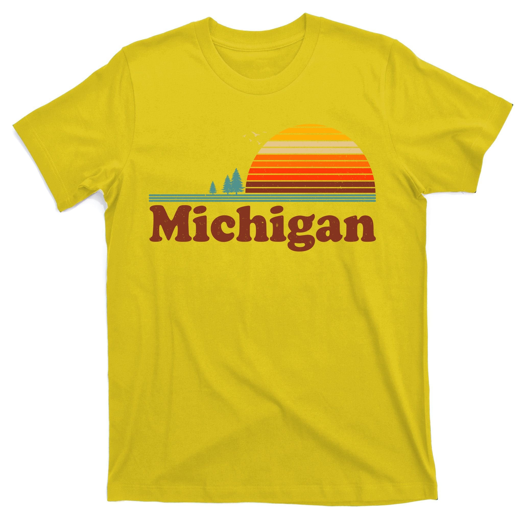Vintage Retro Michigan Sunset Logo T-Shirt