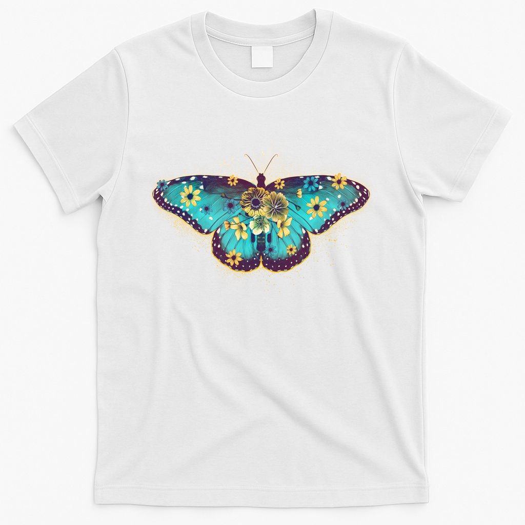 Vintage Summer Flower Floral Butterfly T-Shirt