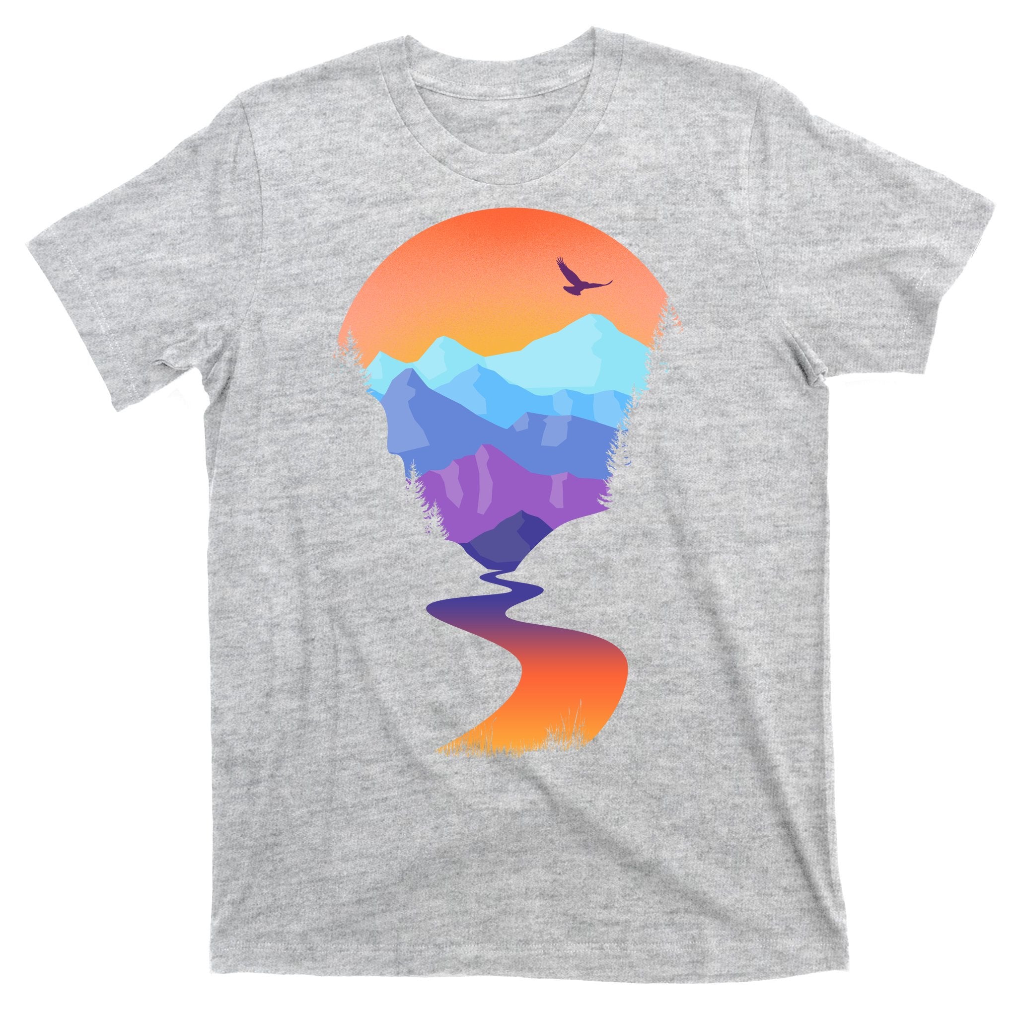 Vintage Sunset Mountain River T-Shirt
