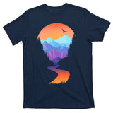 Vintage Sunset Mountain River T-Shirt