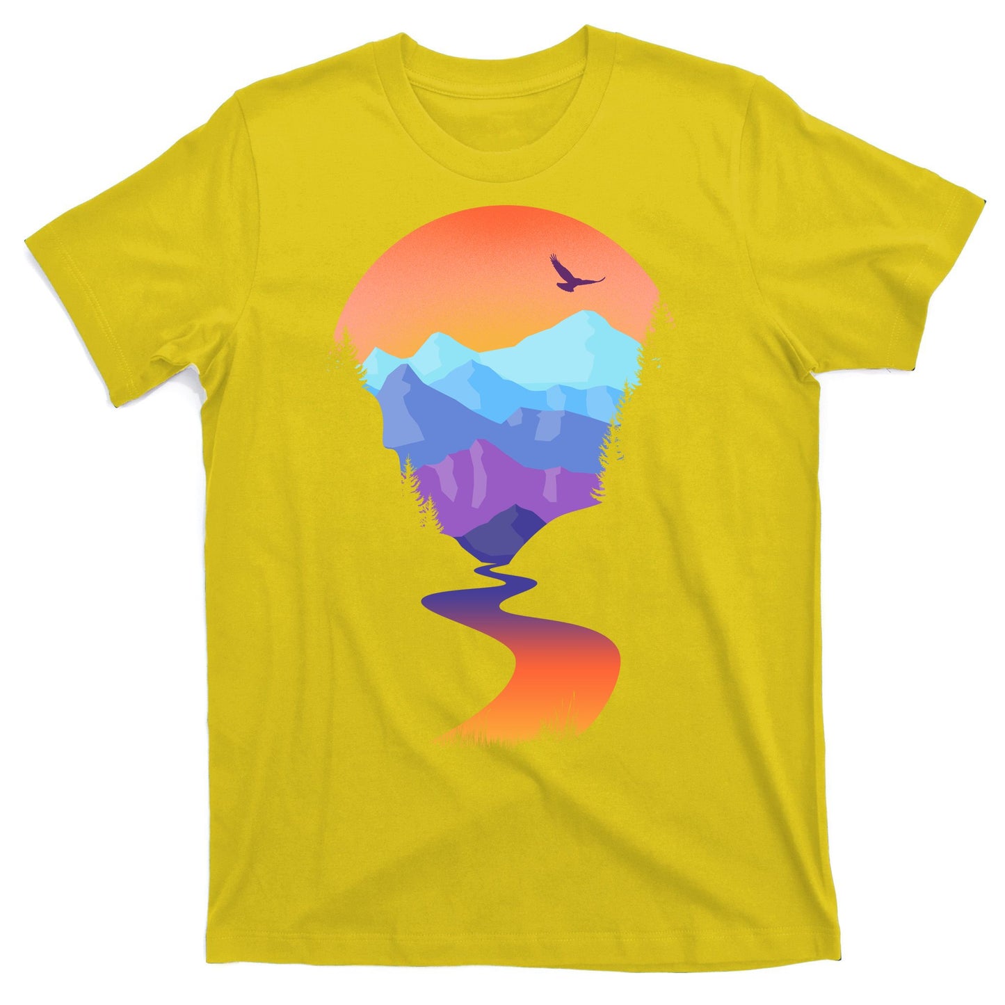 Vintage Sunset Mountain River T-Shirt