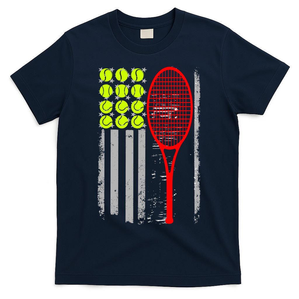 Vintage Tennis American Flag USA  T-Shirt