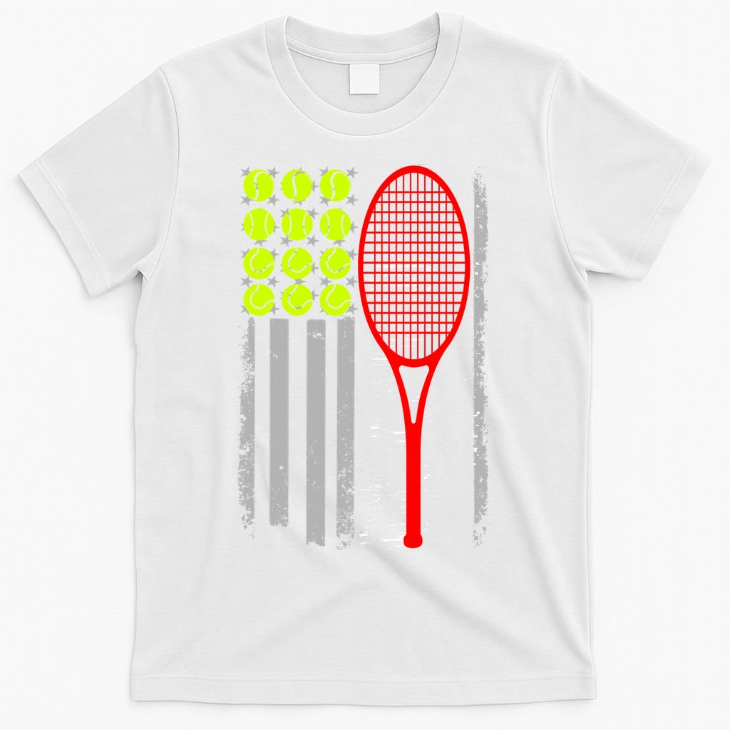 Vintage Tennis American Flag USA  T-Shirt