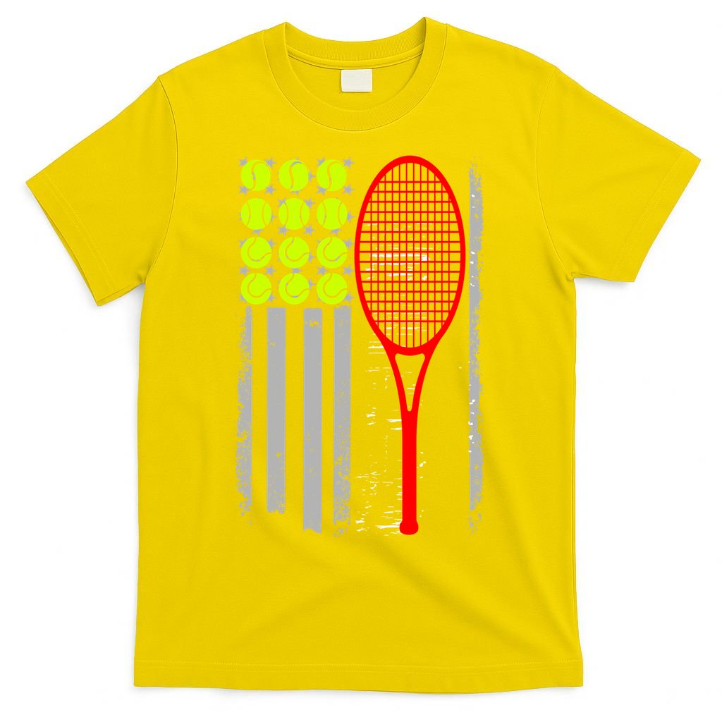 Vintage Tennis American Flag USA  T-Shirt