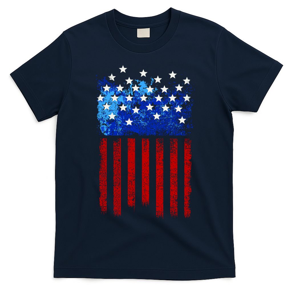Vintage USA American Flag Paint T-Shirt