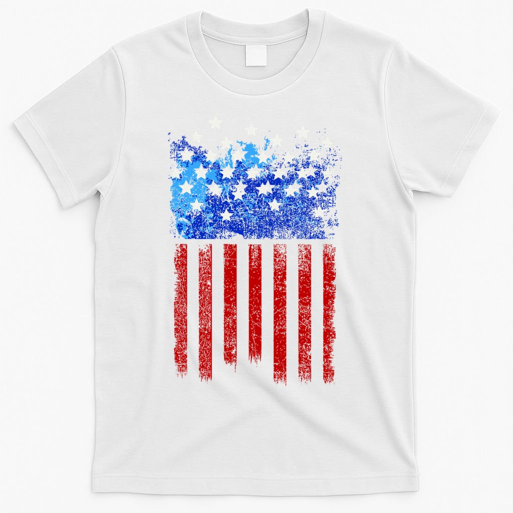 Vintage USA American Flag Paint T-Shirt