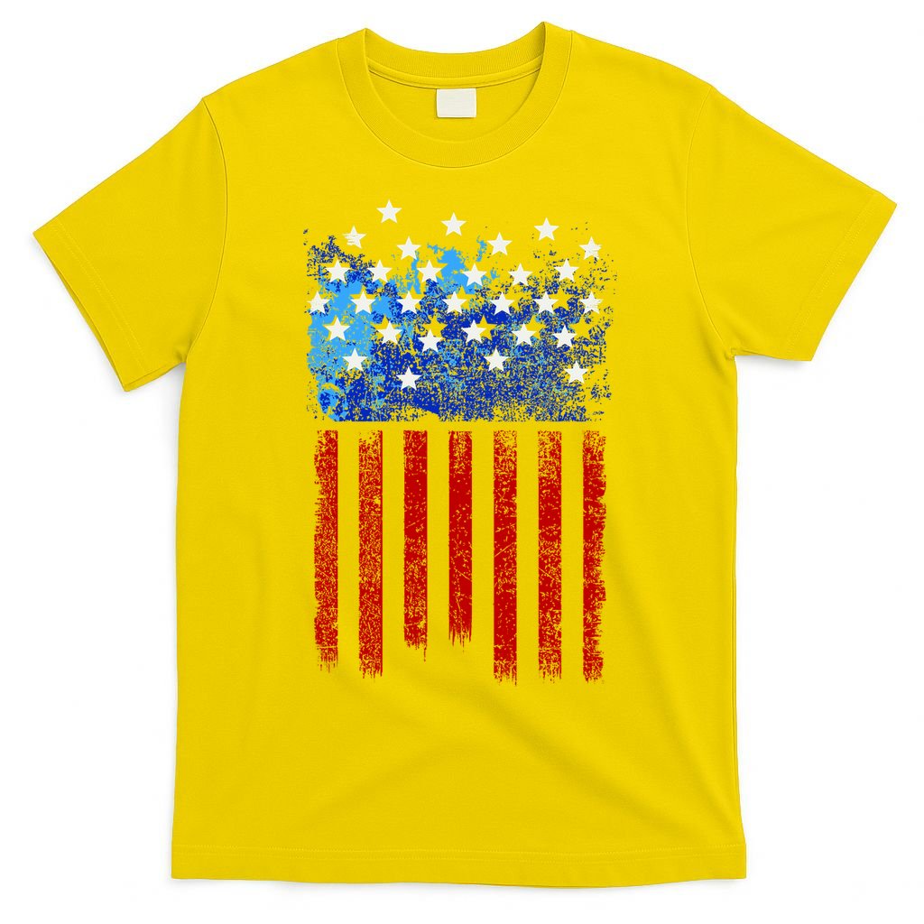 Vintage USA American Flag Paint T-Shirt