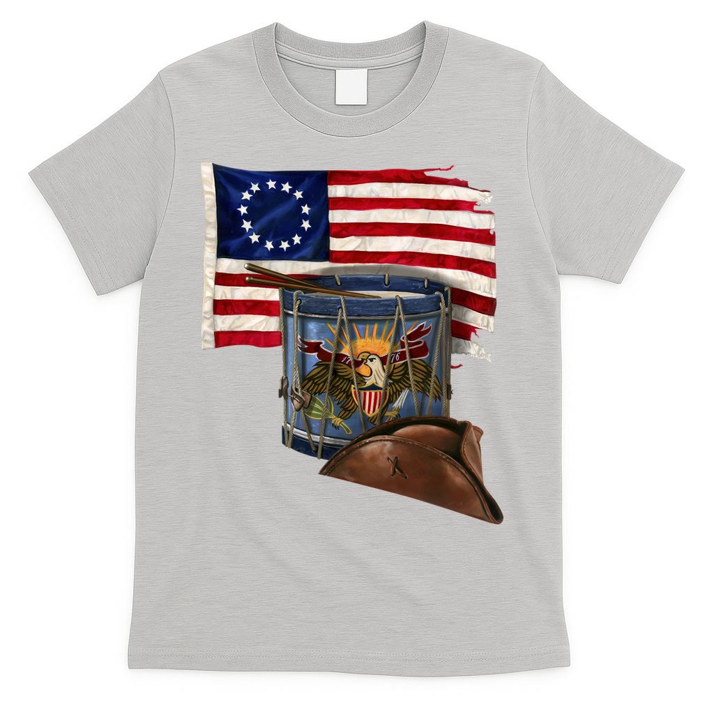 Vintage USA Flag Patriotic Drum T-Shirt