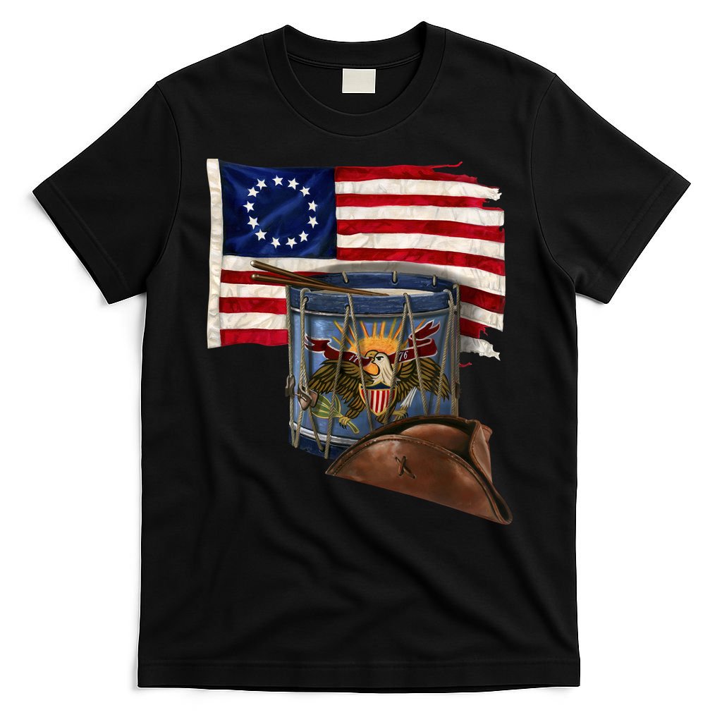 Vintage USA Flag Patriotic Drum T-Shirt