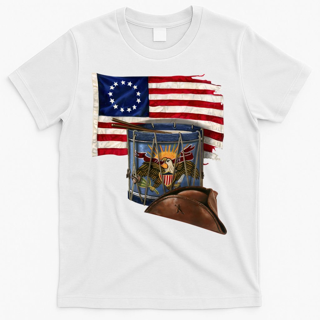 Vintage USA Flag Patriotic Drum T-Shirt