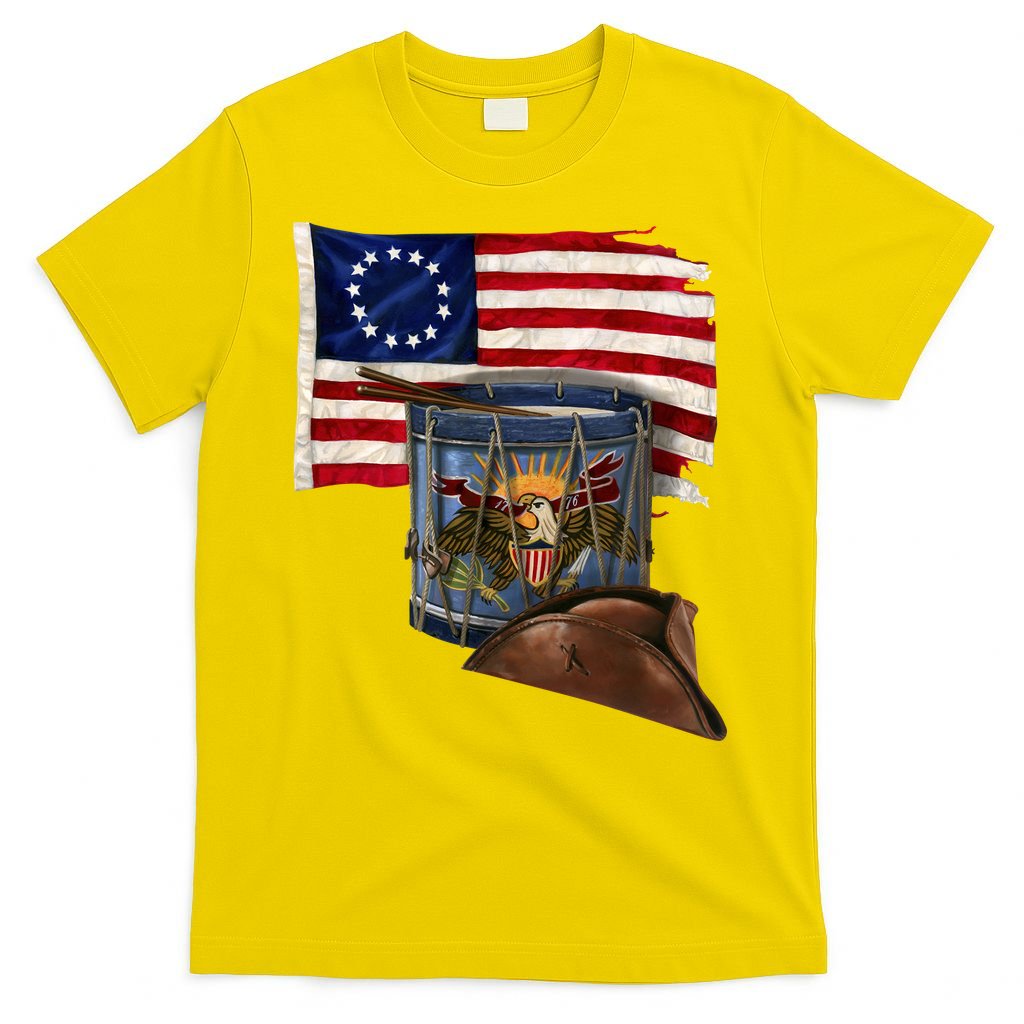 Vintage USA Flag Patriotic Drum T-Shirt