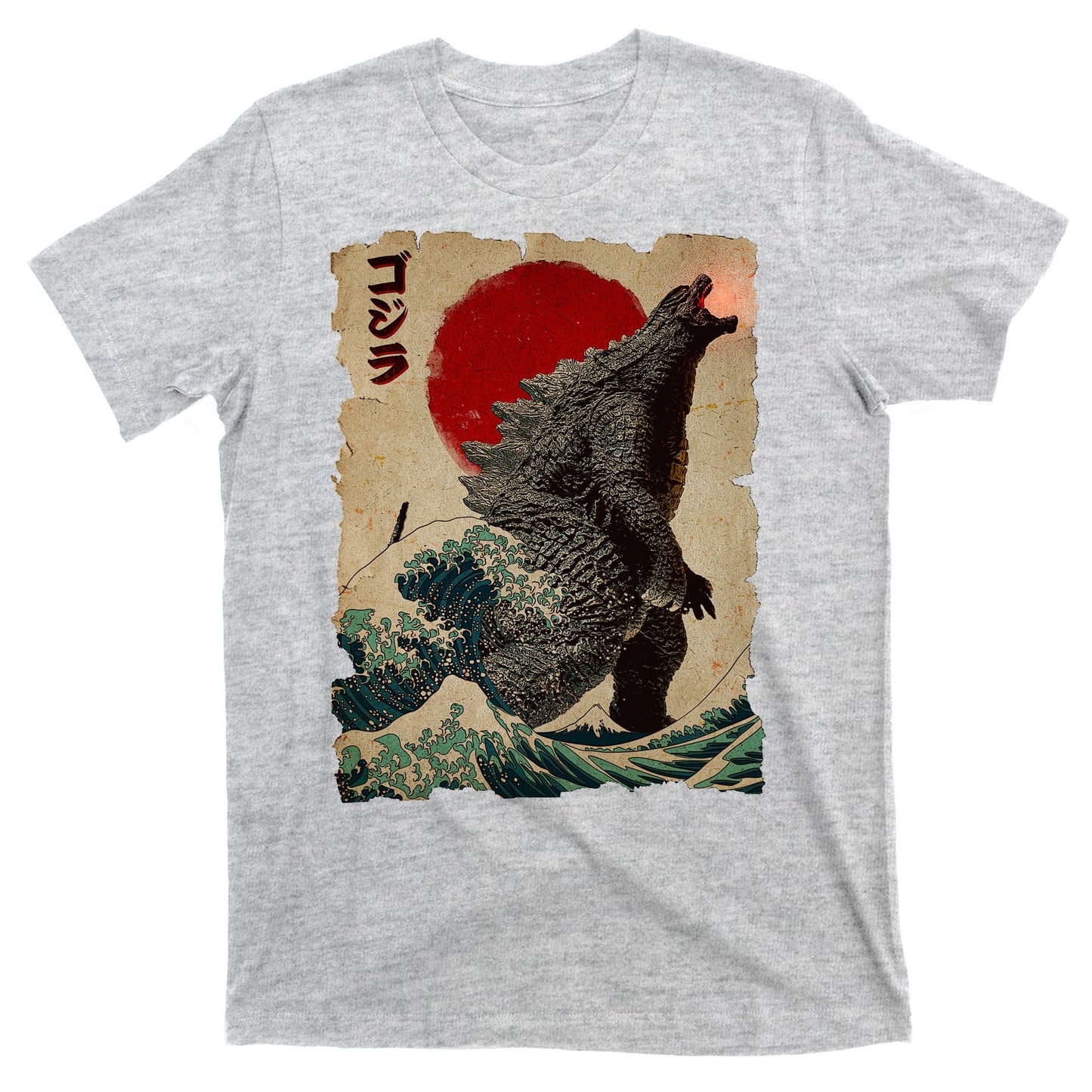 Vintage Japanese Godzilla Great Wave Poster T-Shirt