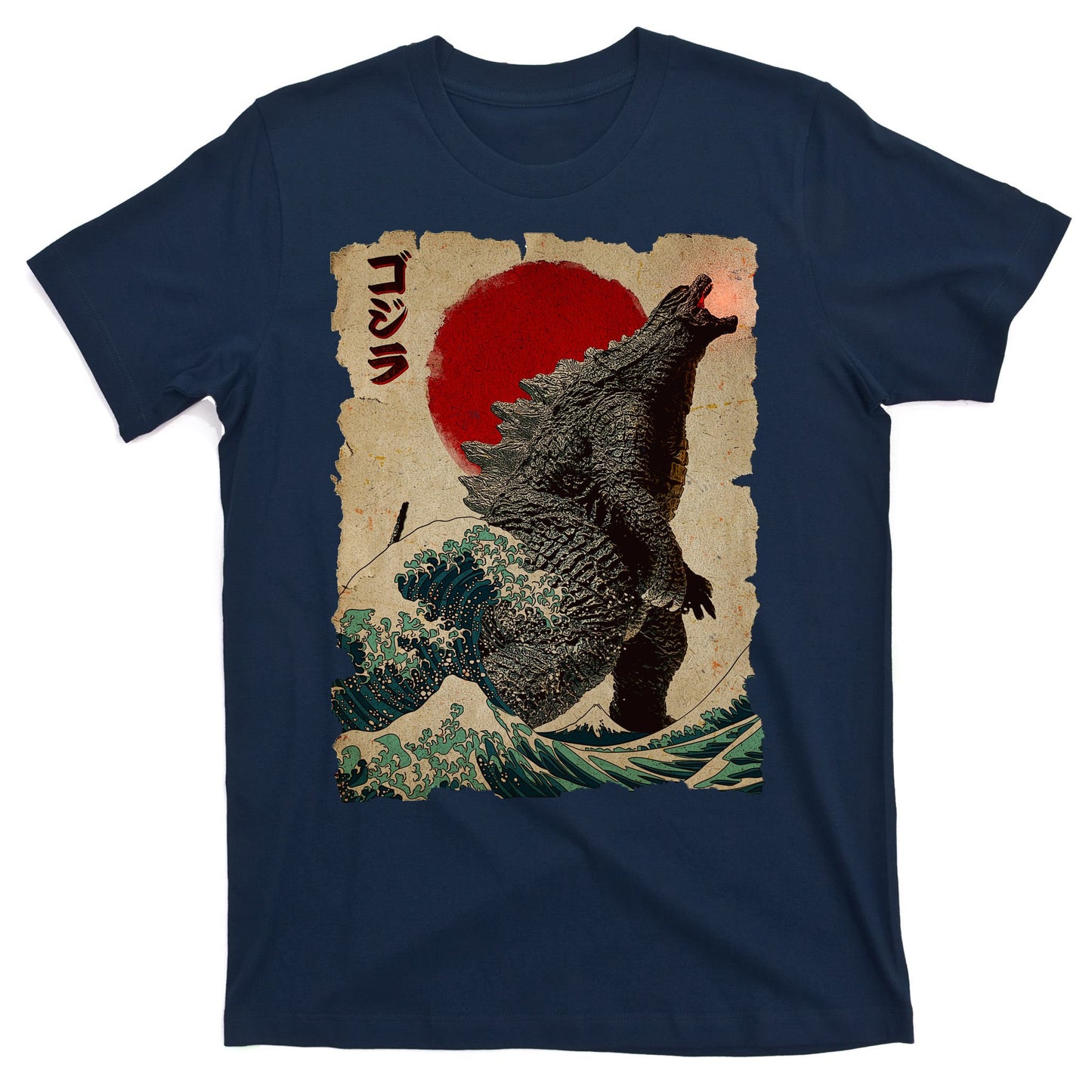 Vintage Japanese Godzilla Great Wave Poster T-Shirt