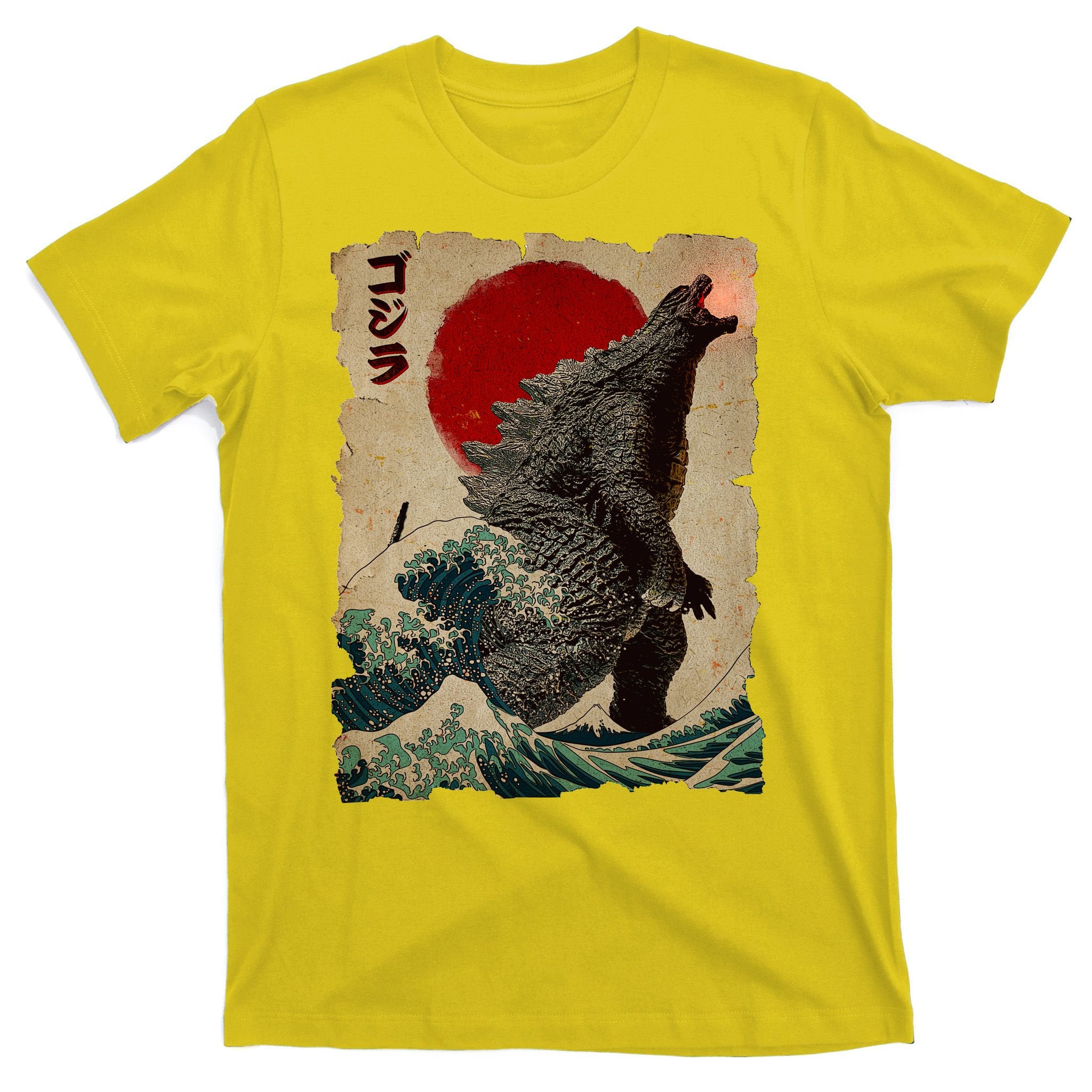 Vintage Japanese Godzilla Great Wave Poster T-Shirt