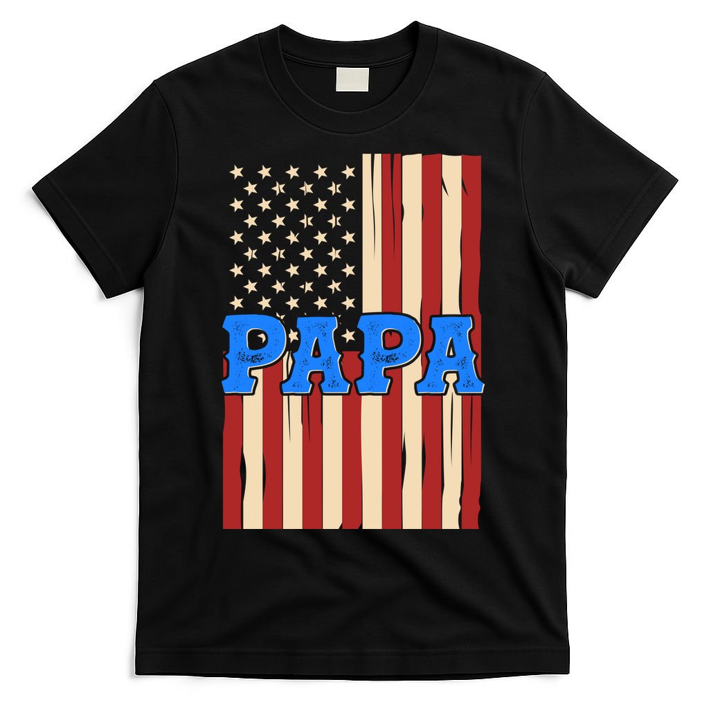 Vintage Papa Patriotic Usa Flag T-Shirt