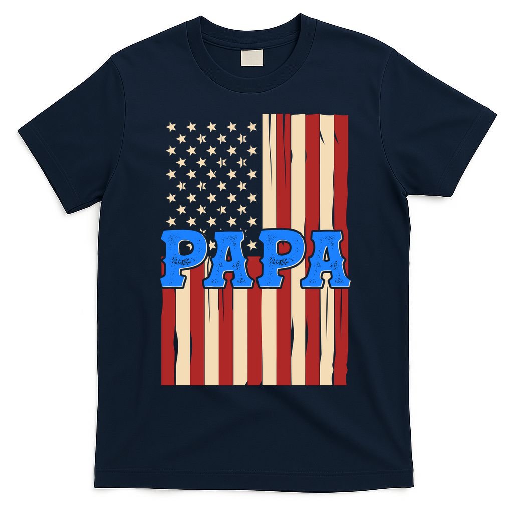 Vintage Papa Patriotic Usa Flag T-Shirt